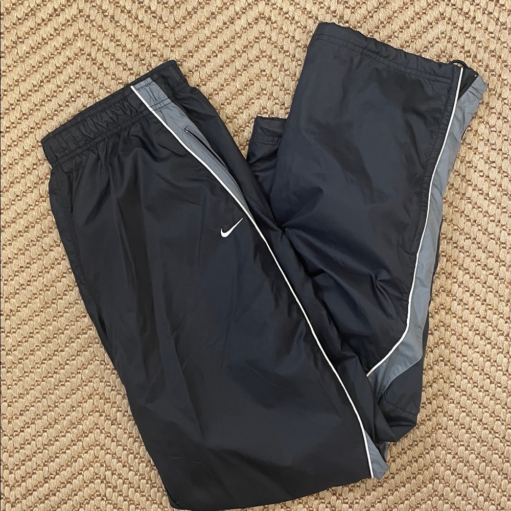 Nike - Vintage Y2K Parachute Baggy Pants - Black / Grey - XL